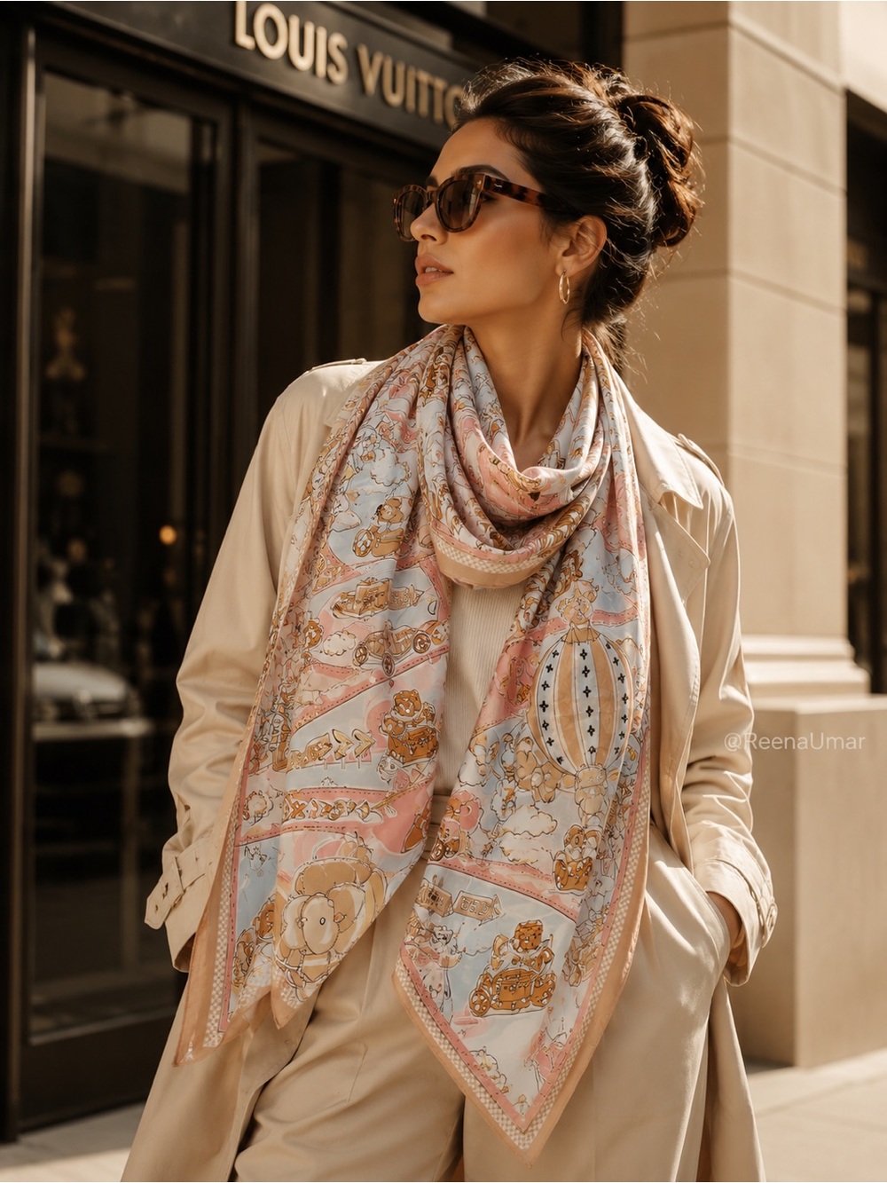 New 100% Silk Oversized Travel Print Scarf Shawl Wrap 45” x 70” Pink ✨
